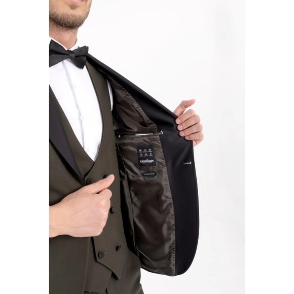 Derman Green Satin Collar 3 Piece Tuxedo - Picture 5 of 6